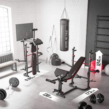 Силова лава Hop-Sport, багатофункціональна складна тренувальна лава зі стійкою для штанги, накладкою для гри в стилі &quotметелик&quot та згинання рук, для силових тренувань вдома, максимальне навантаження 250 кг