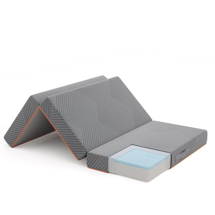 Розкладний матрац Vesgantti для гостей 100x200 см, висота 15 см, 3-секційний розкладний матрац з гелевої піни для подорожей, кемпінгу, підлоги, гостьового ліжка, чохол, що прається, складний матрац, сертифікований Oeko-Tex 15 см - сірий 100x200 см