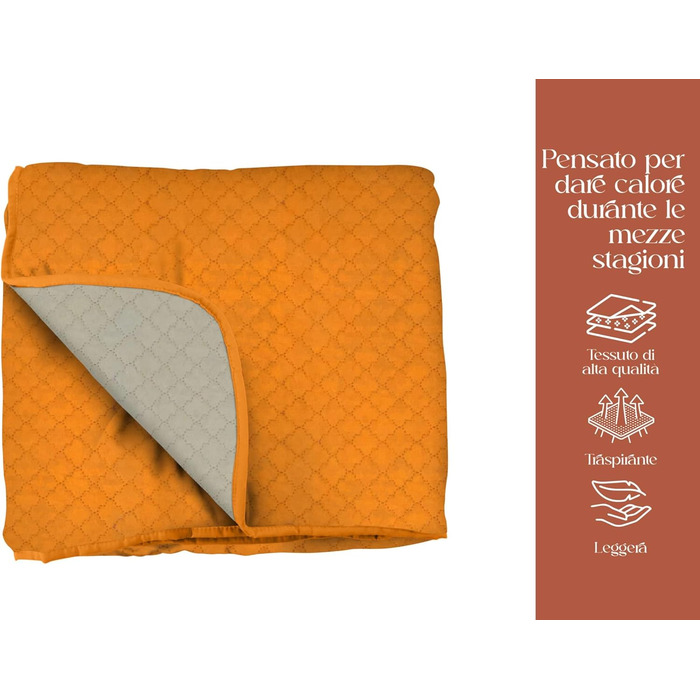 Покривало для французького ліжка, весна/літо, легке стьобане покривало для французького ліжка, двоколірне та двостороннє, легке, елегантне, помаранчеве/сіро-коричневе