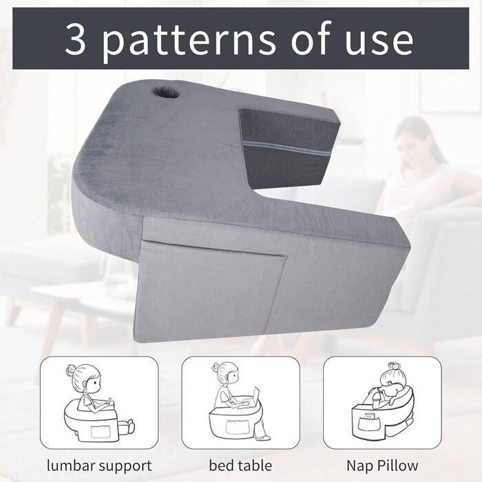 Стабільна ігрова подушка для колін, гра сидячи в ліжку, м&39яка подушка для колін для дорослих, зручна подушка для відпочинку, подушка для читання, сірий колір
