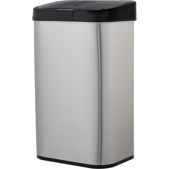Л відро для сміття з нержавіючої сталі з безконтактним датчиком руху, прямокутне, сріблясте/чорне 60 л прямокутне одинарне, 60