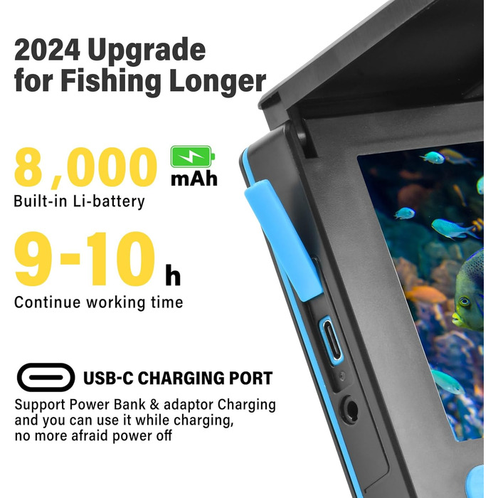 Більш глибокий ехолот, підводна камера для риболовлі, ширококутне інфрачервоне нічне бачення, водонепроникний хост IP65 з 5-дюймовим IPS-дисплеєм для EIS, річки та човна.