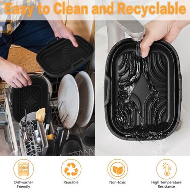 Аксесуари для фритюрниці для ніндзя, аксесуари для фритюрниці для Ninja Foodi AF400EU AF451EU 9.5 л Double Stack XL SL400EU та двозонна фритюрниця з силіконовою формою для фритюрниці, двошаровою решіткою для приготування їжі