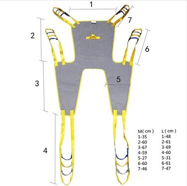 Слінг, строп для підйому людей похилого віку для підйому пацієнта та підйому стелі, слінг, допомога для пересування з підйомом ніг (розмір великий) (M)