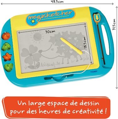 Дитяча моторизована магнітна дошка Megasketcher Tomy, різнокольорова - Високоякісна дитяча іграшка - Магічна дошка кольорова без стільникової структури, заохочує творчість - від 3 років