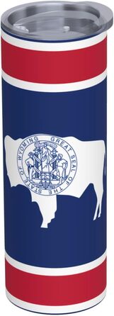 Кухоль з прямою трубочкою, 590 мл, дизайн прапор штату Вайомінг, друкований, дорожній кухоль, підходить для кемпінгу, офісу та дому