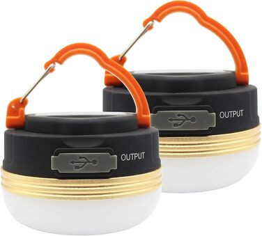 Лампа для кемпінгу Mostop 2 упаковки Лампа для кемпінгу Світлодіодна USB-акумуляторна лампа Водонепроникна 3 режими Power Bank Світильники для наметів для відкритого кемпінгу Піші прогулянки Екстрена ситуація
