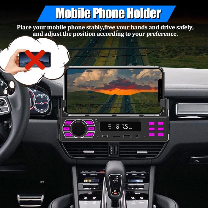 Автомобільна стереосистема 1 Din з Bluetooth MP3 APP Control/USB/FM/TF/AUX вхід - Автомобільне радіо з пультом дистанційного керування тримачем телефону