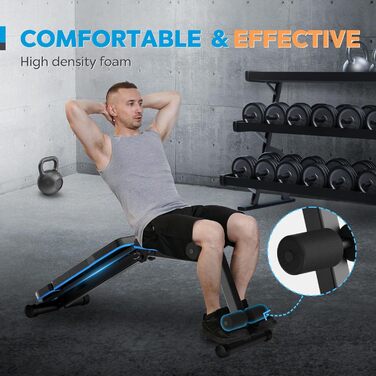 Складана регульована багатофункціональна лава для важкої атлетики, похила лава для тренувань усього тіла, лава для домашнього тренажерного залу, вантажопідйомність 230 кг, синя