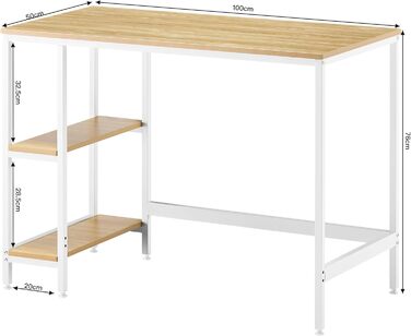 Стіл Garvis 100x50 см (з 2 відділеннями для зберігання) Ігровий стіл з полицею Комп&39ютерний стіл з МДФ для домашнього офісу (дуб) Дуб 100 x 50 см