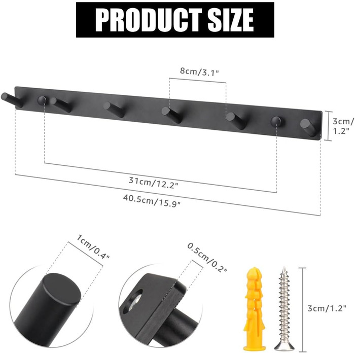 Вішалка для верхнього одягу на 6 гачків, мінімалістичні гачки для верхнього одягу настінна вішалка, гачки для верхнього одягу гачк