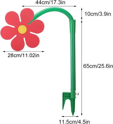 Спринклер для газону Aizuoni, дитяча квітка для розбризкування води, божевільна маргаритка для розбризкування води, танцюючий фонтан для газону з маргариткою, кумедний соняшник, що танцює під тиском води, червоного кольору