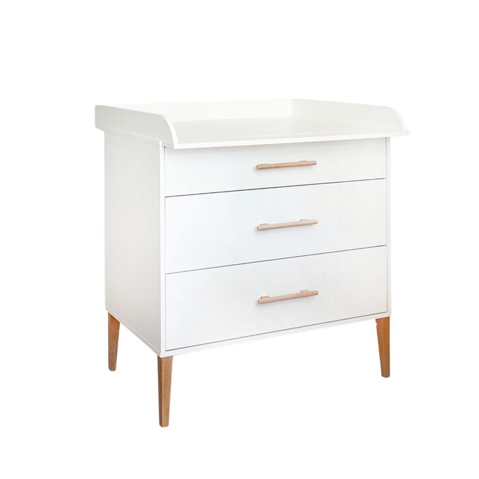 Пеленальний столик ATB ILA - 101 x 85 x 75 см - Повний комплект для дитячої кімнати - Функціональні меблі - Зручний пеленальний столик для немовлят з шухлядами (білий)