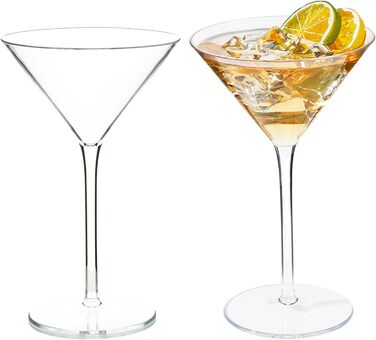 Небиткие стакани для коктейлів Tritan пластиковий коктейльний стакан з ніжкою, мартіні, маргарита, мохіто, 260 мл, набір 2 260 мл