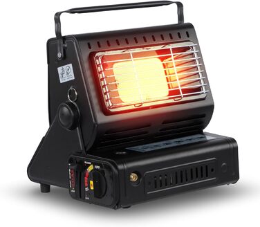 Портативний газовий обігрівач та газова плита ZMC 2-в-1 з підключенням для зрідженого газу, кемпінговий обігрівач 1,3 кВт