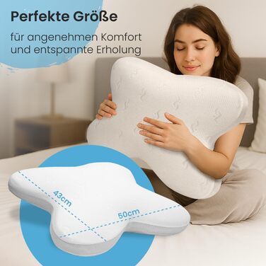 Подушка для шиї ELONEO, подушка для сну з віско у формі метелика, подушка для шиї/голови, ідеально підходить для тих, хто спить на животі, на боці та з нахилом на боці