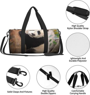 Спортивна сумка, дорожня сумка, милий принт панди, сумка для ночівлі, чорна, універсальний розмір, сумка для подорожей