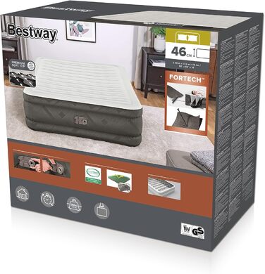 Надувне ліжко Bestway Fortech з вбудованим електричним насосом Double XL/Mid 203 x 152 x 46 см