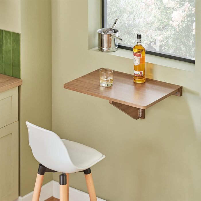 Настінний розкладний стіл SoBuy, розкладний обідній стіл, компактний кухонний стіл, компактний дизайн, розкладний стіл для невеликих приміщень, настінний стіл, 60x40 см, вінтажний FWT03-PF