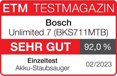 Акумуляторний пилосос Bosch Unlimited 7 BKS711MTB, акумуляторний ручний пилосос, без мішка, акумуляторна батарея, гнучка трубка, г