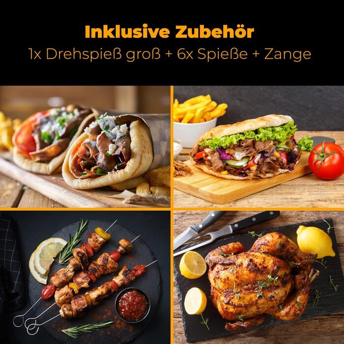 Вертикальний мультигриль Clatronic Dner-Vertikal-Multigrill Ідеальний для гіроса, кебаба та іншого Гриль для здорового приготування страв без жиру вдома Включає обертовий вертел та 6 шампурів для м'яса DVG 3686