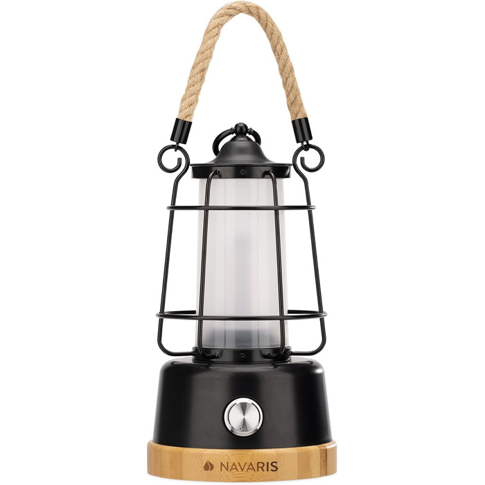 Акумуляторний світлодіодний ліхтар Navaris - Ліхтар для вулиці та приміщень з батареєю - Портативний бездротовий настільний світильник з регульованою яскравістю - Лампа для кемпінгу з регулюванням колірної температури, чорний