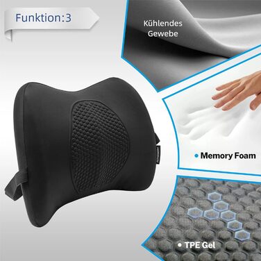 Поперекова опорна подушка з піною з ефектом пам&39яті, ергономічна спинка для автомобілів, офісних стільців, автокрісел та інвалідних візків, регульована, зручна, дихаюча гелева поперекова подушка для подорожей, сну та роботи