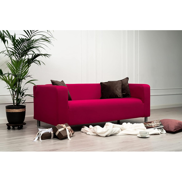 МАЙСТРИ ЧОХЛІВ Замінний чохол для дивана IKEA Klippan 2-місний, чохол для дивана Klippan 2-місний, двомісний, чохол для дивана, 180 см x 85 см x 58 см (Гранатовий, Поліестер Petite)