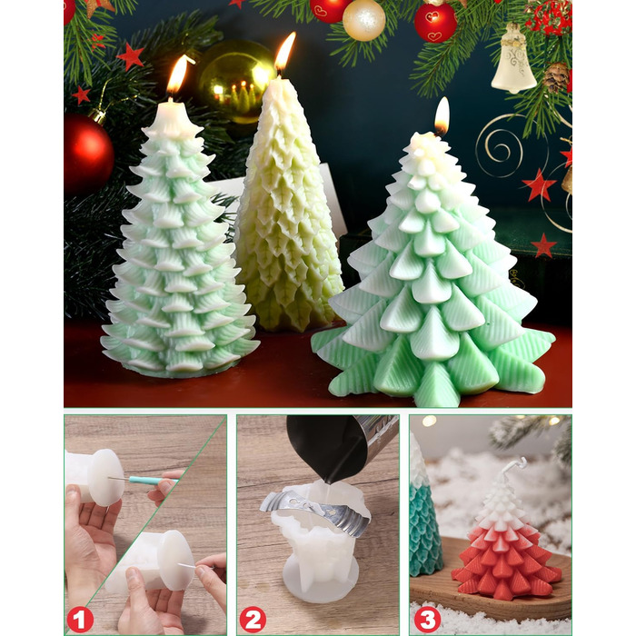 Набір із 3 форм для різдвяних ароматичних свічок своїми руками Zounin