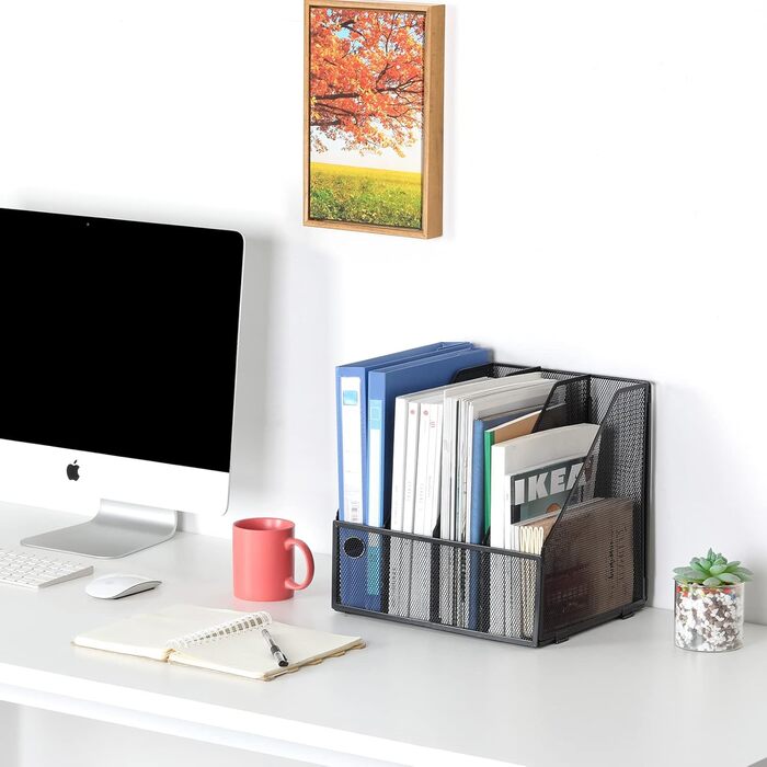 Металевий офісний органайзер EasyPAG A4 з 4 кишенями, тримач для документів, лоток для файлів, тримач для журналів, лоток для листів, органайзер для паперових журналів, чорний.