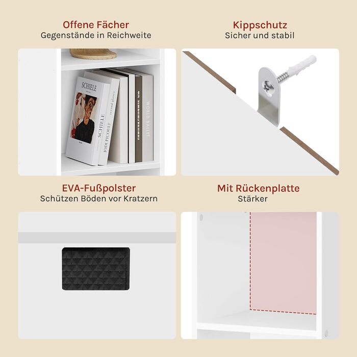 Книжкова полиця WOLTU з 6 відділеннями, окремостояча кубічна полиця, стояча полиця, офісна полиця, полиця для зберігання, полиця для файлів, виготовлена з інженерної деревини, 30x158,5x24 см (ШxВxГ), SK003ws6 6 полиць (24Г x 30Ш x 158,5В см) Біла