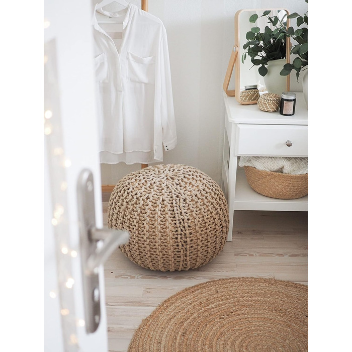 Модний пуф Beliani з бежевого бавовняного кольору 50x35 см Conrad