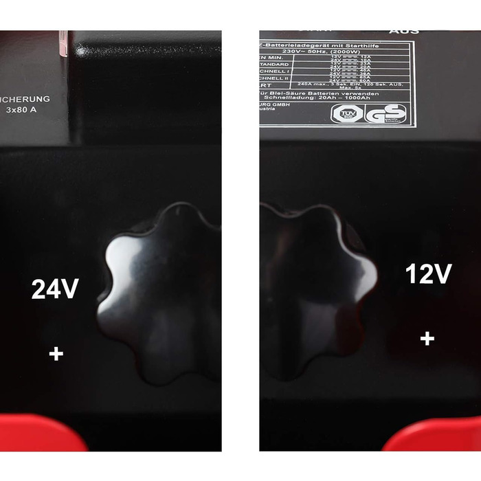 Автомобільний зарядний пристрій WALTER з функцією швидкого запуску 12 В/24 В, перемикач, потужний, чотири налаштування зарядного с