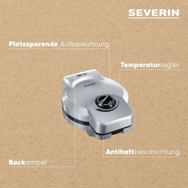 Торговий автомат SEVERIN Squirrel для хрустких вафельних ріжків, практична вафельниця для морозива з антипригарним покриттям, конусна праска з конусом для формування конусів, срібло, HA 2082