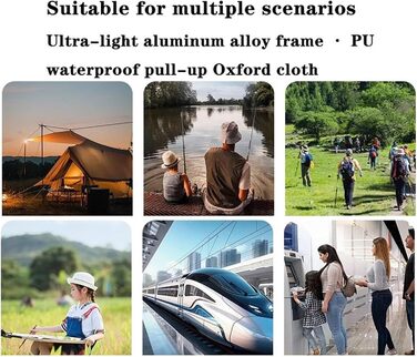 Портативний стілець для альпінізму та походів, складний стілець-рюкзак, маленький складний стілець, витримує до 150 кг, вуличний складний стілець із блискавкою для подорожей, кемпінгу, риболовлі (чорний, L) Великий чорний