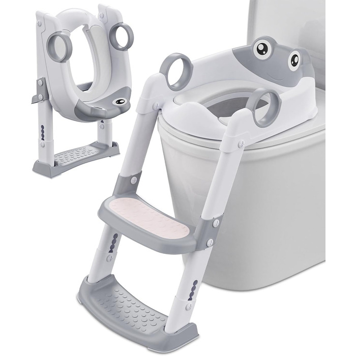 Дитяче сидіння для унітазу зі сходами, дитяче сидіння для унітазу для хлопчиків і дівчаток, регулюється по висоті і складається, д