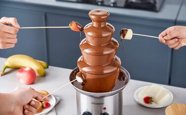 Шоколадний фонтан 170 Вт 1250 г Якісна та міцна нержавіюча сталь 4 етапи Термостійкий Шоколадний фонтан Фондю Шоколадне фондю Шоколадний фонтан