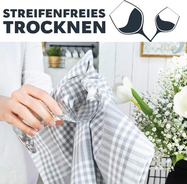 Набір з 10 чайних рушників у клітинку преміум-класу - 100 бавовна - 45x65 см та вішалка - Oeko TEX Standard 100 - Кухонні рушники