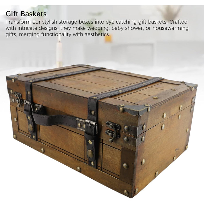 Декоративна скринька для зберігання Taidda у вінтажному ретро-стилі з дерева для організації дому, прикраса журнального столика