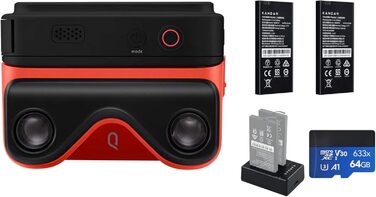 Камера KanDao QooCam EGO - 24-мегапіксельні фотографії 4K 60 кадрів/с, 3D-стереоскопічна камера з інтегрованою програмою перегляду, сумісна з гарнітурами VR/окулярами AR/проекторами, чорний зарядний комплект, 3D-