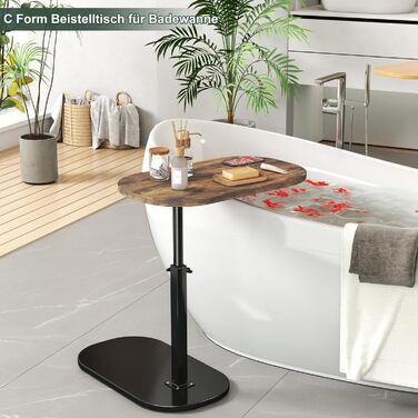 С-подібний бічний столик, невеликий дерев&39яний журнальний столик, регульований по висоті диванний столик, С-подібний бічний столик з можливістю обертання на 360 для дивана/софа, сучасний мобільний журнальний столик/бічний столик для вітальні (Black-d)