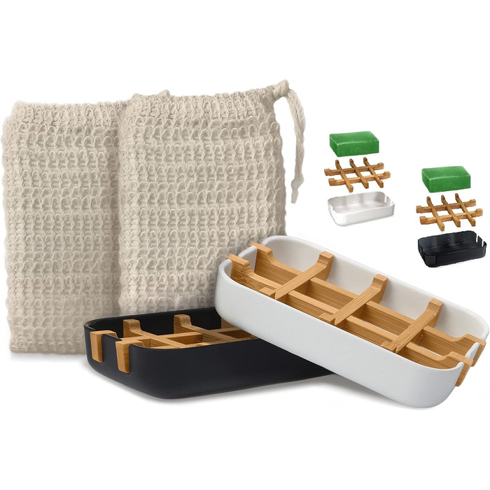Стійкі, екологічно чисті мильниці з натуральної бамбукової деревини та кукурудзяного крохмалю з піддоном для стікання води 2 сизал