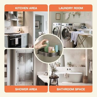 Кутова полиця для душу Lekesky без свердління, з міцними присосками, з алюмінію та нержавіючої сталі, знімна полиця для ванної кімнати, кухні, орендованого житла (набір 2 шт., графітовий сірий колір). Кутова - графітовий сірий.