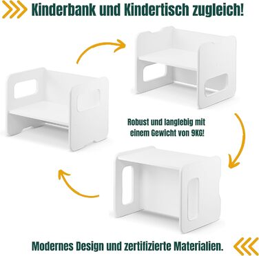 Дитяча лавка defiPad дитяча лавка може перетворюватися на дитячий стіл дерев'яна лавка з 2 висотами сидіння дитяча лавка з функціє