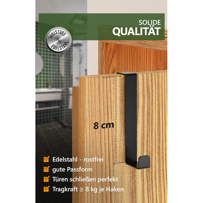 Дверні гачки 4smile - набір з 10 шт. , чорні - дверні гачки з нержавіючої сталі для підвішування, універсального використання, две