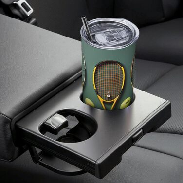 Кухоль з прямою трубочкою, 590 мл, з тенісними м&39ячами та ракетками, дорожній кухоль з принтом, підходить для кемпінгу, офісу та дому