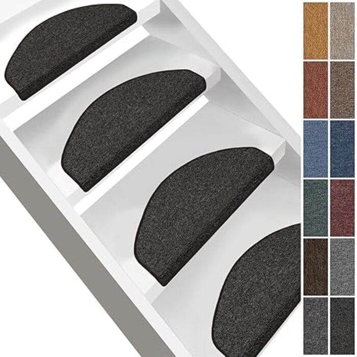 Сходинки для сходів casa pura London Сходинки та килимки для сходів для приміщень - Сходинки в комплекті з 15 шт. або окремо - Вино-червоний Набір з 15 предметів Вино-червоний