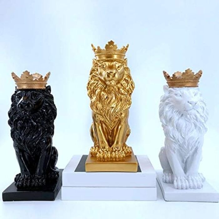 Корона - Статуетка, будинок, офіс, бар, лев-самець, віра, смола, скульптура, , анімалістика, прикраса, орнамент - Чорний