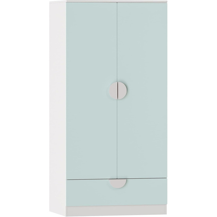Дитяча шафа Sandnes з 2 дверима та 1 шухлядою, штанга для одягу, дитяча кімната, 123 x 60 x 40 см, м&39ятно-зелений/білий