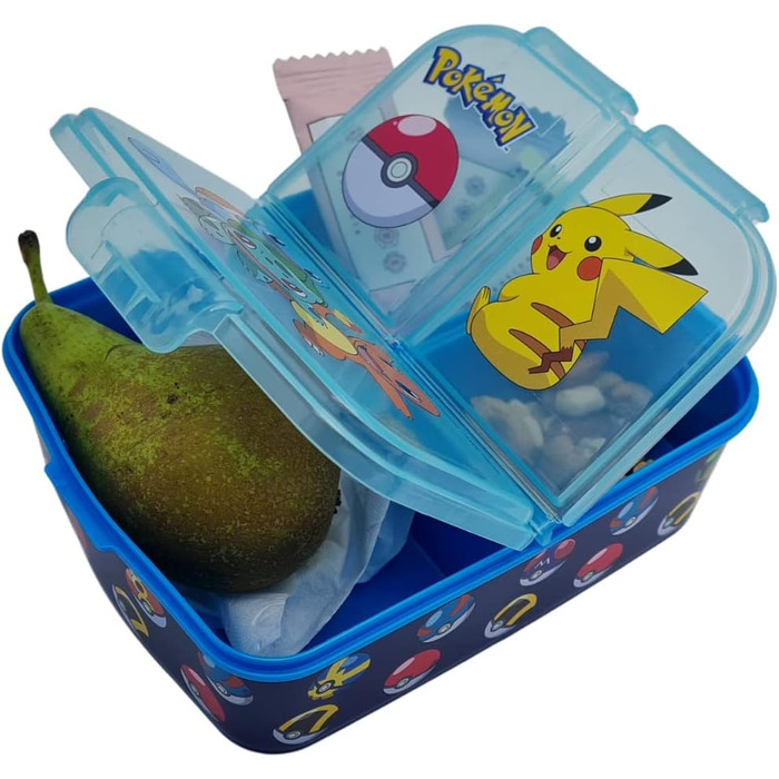 Ланчбокс Pokemon, контейнер для сніданків та перекусів, прямокутний, три відділення, 6x16x19 см